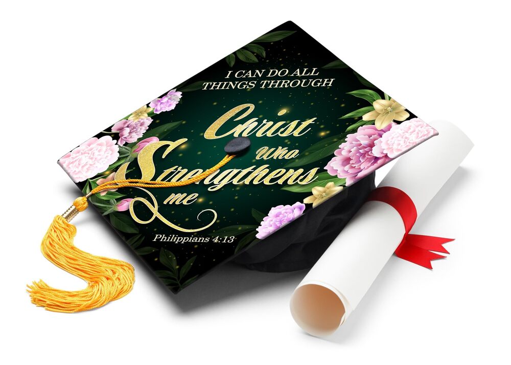 6078 I Can Do All Things Through Christ Graduation Cap Topper